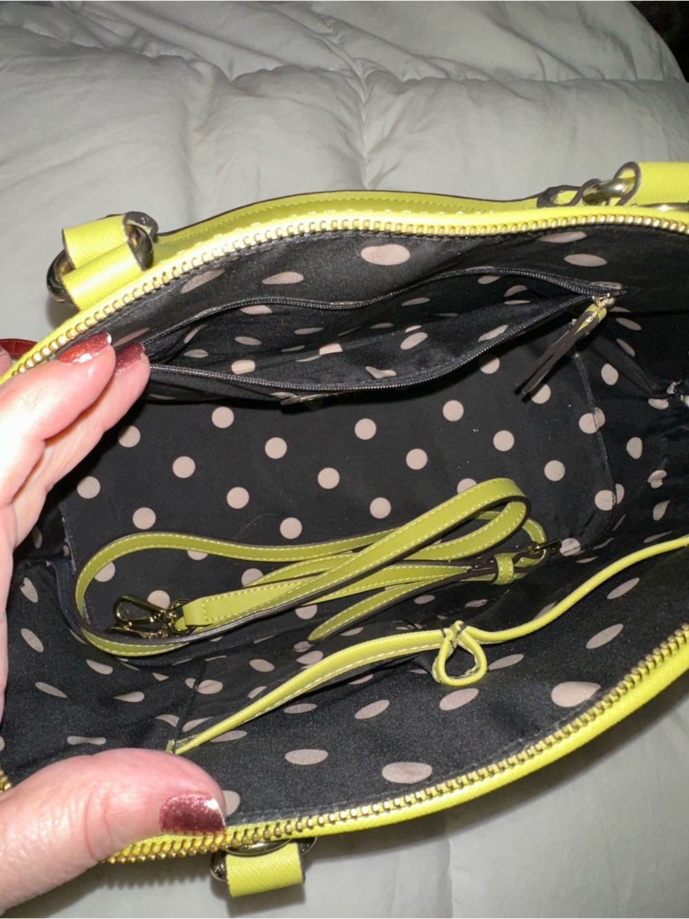 Anne Klein chartreuse dome satchel - Picture 3 of 3